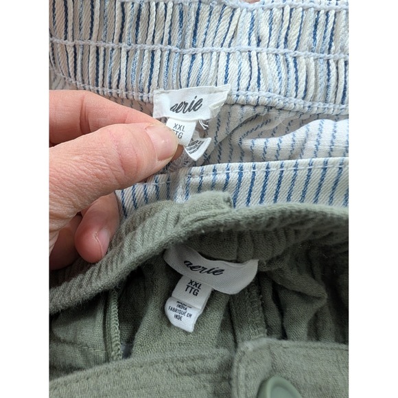 Aerie Women's Cotton Gauze & Striped Shorts Set Size XXL lot of 2 loose relaxed - Picture 5 of 7
